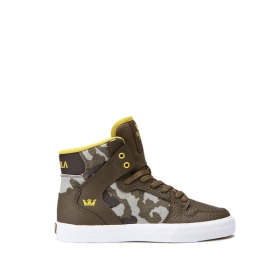 Supra VAIDER Høye Sneakers Barn Olivengrønne Camouflage/ Hvite | NO-83883